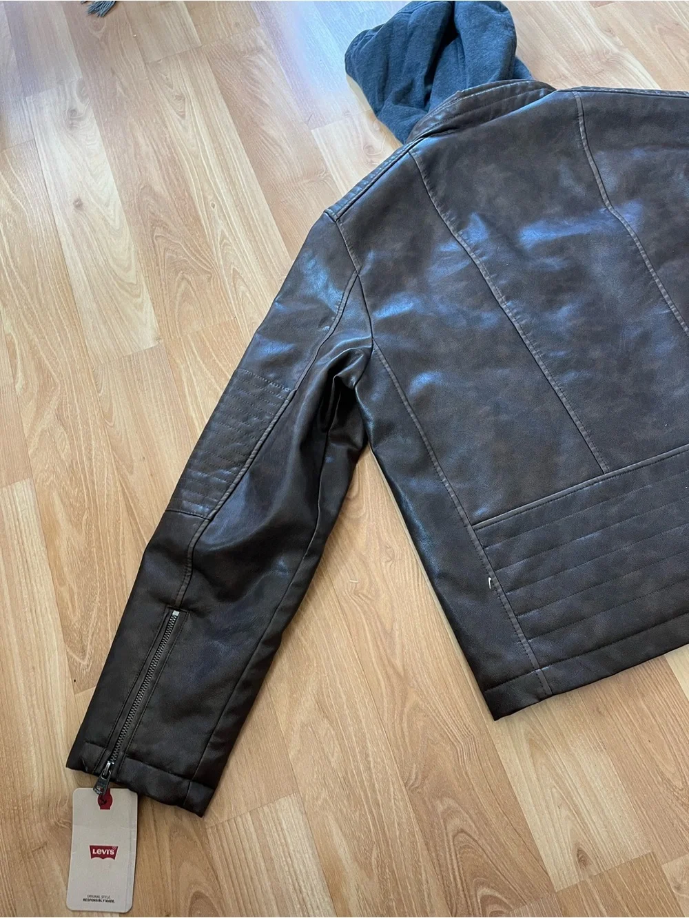Levi's Dark Brown Faux Leather Bomber Jacket